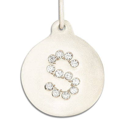 "S" Alphabet Charm Pavé Diamonds Jewelry Helen Ficalora 14k White Gold For Necklaces And Bracelets