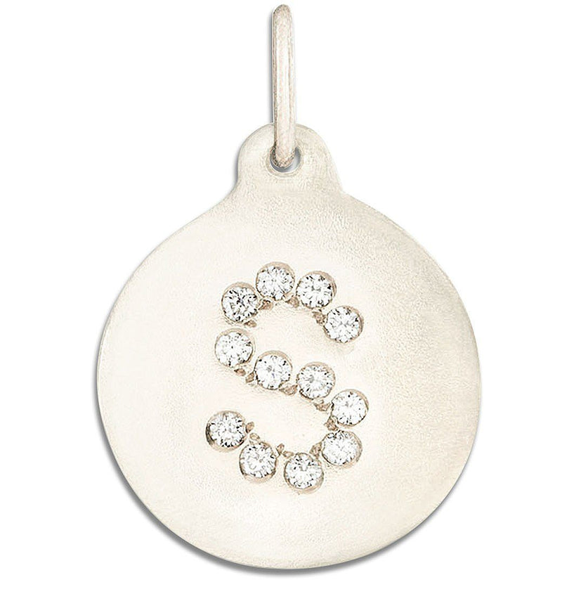 "S" Alphabet Charm Pavé Diamonds Jewelry Helen Ficalora 14k White Gold For Necklaces And Bracelets