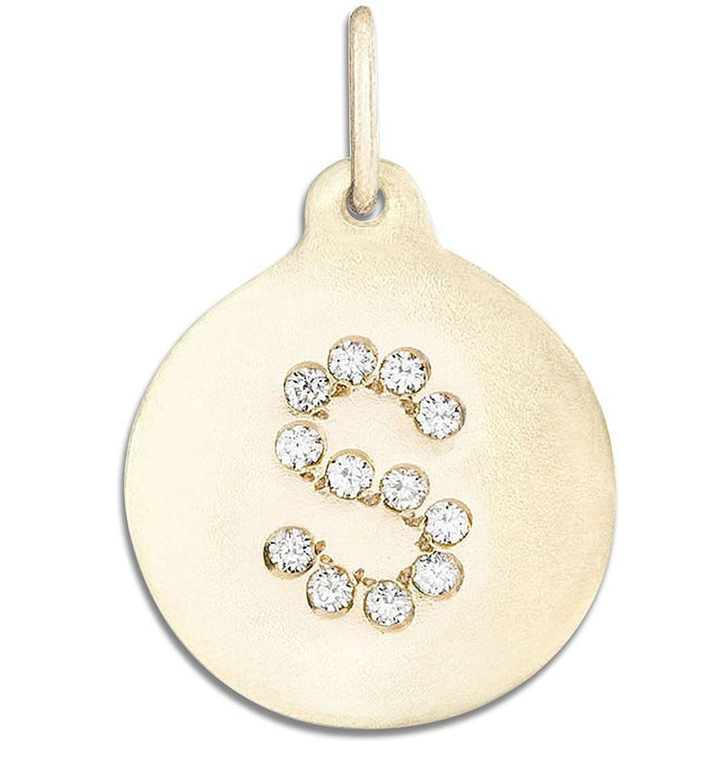 "S" Alphabet Charm Pavé Diamonds Jewelry Helen Ficalora 14k Yellow Gold For Necklaces And Bracelets