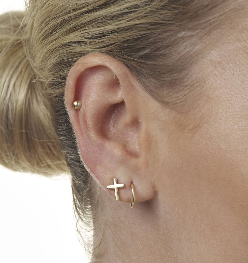 Cross Mini Studs Jewelry Helen Ficalora 14k Yellow Gold
