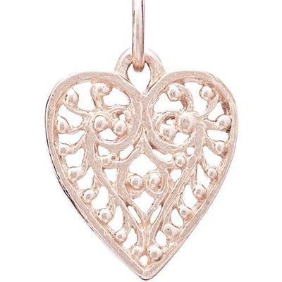 Small Filigree Heart Charm Jewelry Helen Ficalora 14k Pink Gold