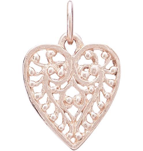 Small Filigree Heart Charm Jewelry Helen Ficalora 14k Pink Gold
