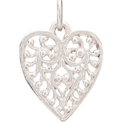 Small Filigree Heart Charm Jewelry Helen Ficalora 14k White Gold