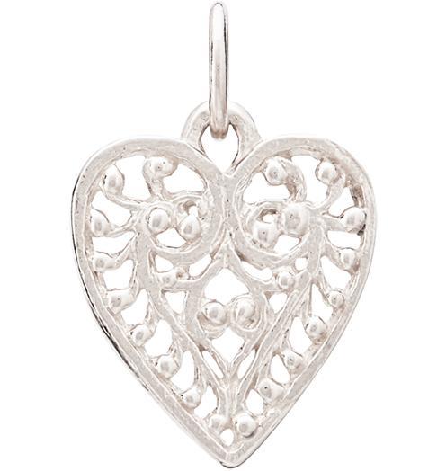 Small Filigree Heart Charm Jewelry Helen Ficalora 14k White Gold