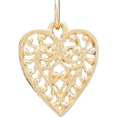Small Filigree Heart Charm Jewelry Helen Ficalora 14k Yellow Gold