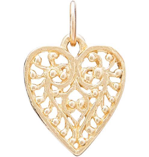 Small Filigree Heart Charm Jewelry Helen Ficalora 14k Yellow Gold