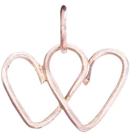 Small Wire Double Heart Charm Jewelry Helen Ficalora 14k Pink Gold