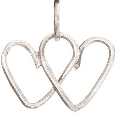Small Wire Double Heart Charm Jewelry Helen Ficalora 14k White Gold