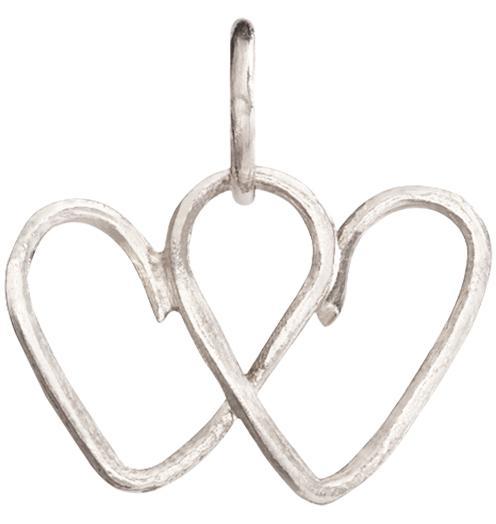 Small Wire Double Heart Charm Jewelry Helen Ficalora 14k White Gold