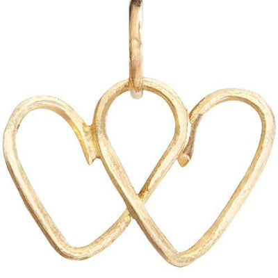 Small Wire Double Heart Charm Jewelry Helen Ficalora 14k Yellow Gold