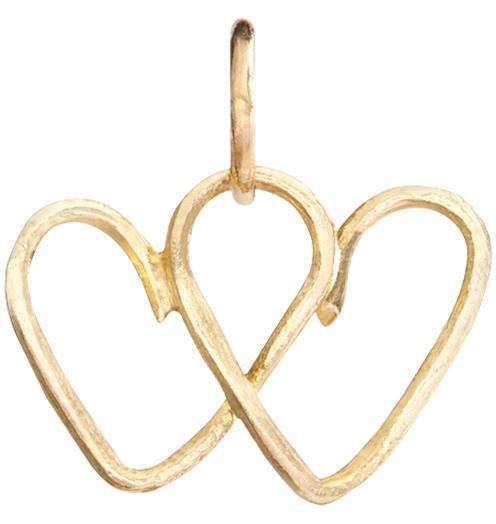 Small Wire Double Heart Charm Jewelry Helen Ficalora 14k Yellow Gold