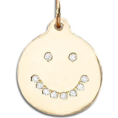 Smiley Disk Charm Pavé Diamonds Jewelry Helen Ficalora 