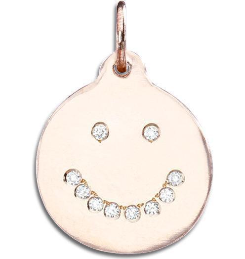 Smiley Disk Charm Pavé Diamonds Jewelry Helen Ficalora 