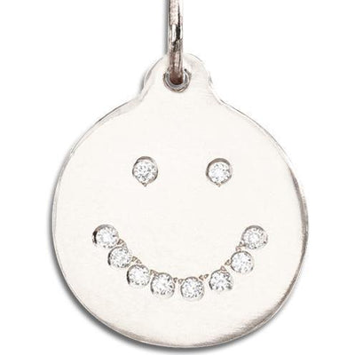 Smiley Disk Charm Pavé Diamonds Jewelry Helen Ficalora 