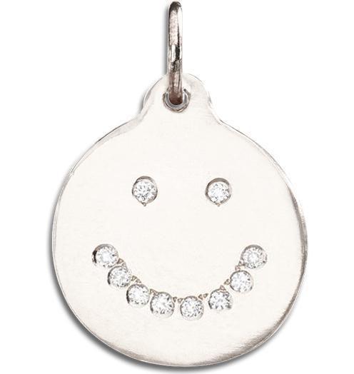 Smiley Disk Charm Pavé Diamonds Jewelry Helen Ficalora 