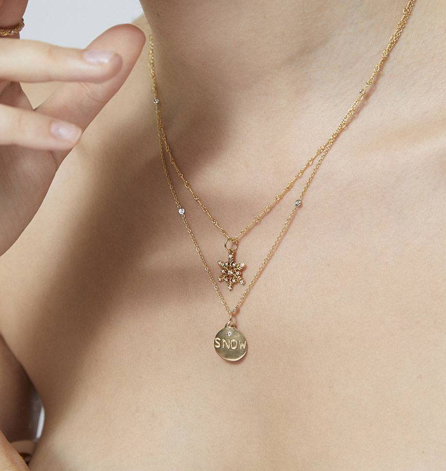 Helen Ficalora 14k Gold Diamond Snowflake Pendant for Bracelets & Necklaces