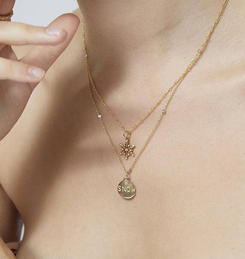 Snow Disk Charm With Diamond Jewelry Helen Ficalora 14k Yellow Gold For Necklaces And Bracelets