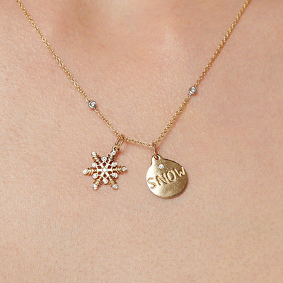 Snow Disk Charm With Diamond Jewelry Helen Ficalora 14k Yellow Gold For Necklaces And Bracelets