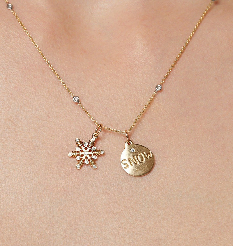 Snow Disk Charm With Diamond Jewelry Helen Ficalora 14k Yellow Gold For Necklaces And Bracelets