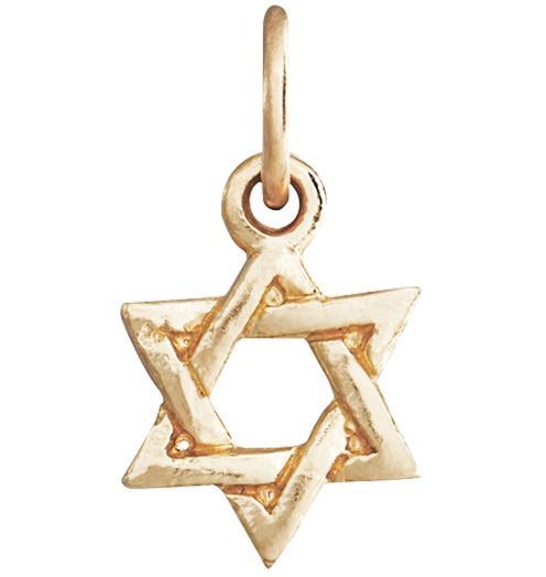 14K Yellow Gold Cutout Star of David and White Gold Lion of Judah Pendant
