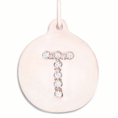 "T" Alphabet Charm Pavé Diamonds Jewelry Helen Ficalora 14k Pink Gold For Necklaces And Bracelets