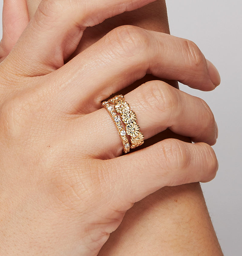 Helen Ficalora Rose Flower Diamond Ring in 14k Gold 