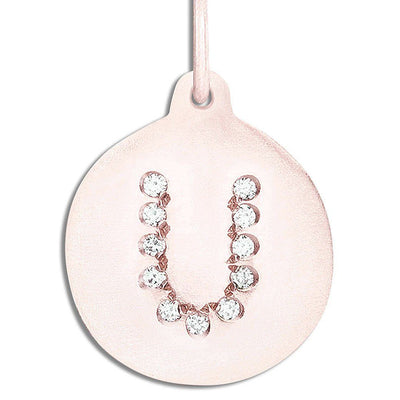"U" Alphabet Charm Pavé Diamonds Jewelry Helen Ficalora 14k Pink Gold For Necklaces And Bracelets
