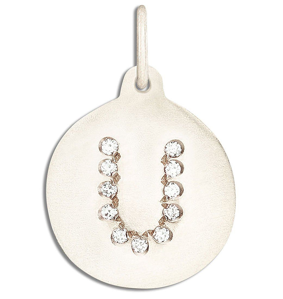 "U" Alphabet Charm Pavé Diamonds Jewelry Helen Ficalora 14k White Gold For Necklaces And Bracelets