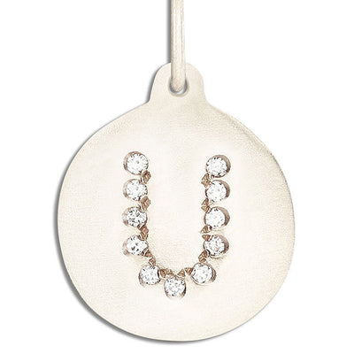 "U" Alphabet Charm Pavé Diamonds Jewelry Helen Ficalora 14k White Gold For Necklaces And Bracelets