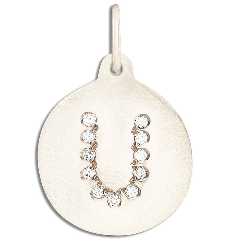 "U" Alphabet Charm Pavé Diamonds Jewelry Helen Ficalora 14k White Gold For Necklaces And Bracelets