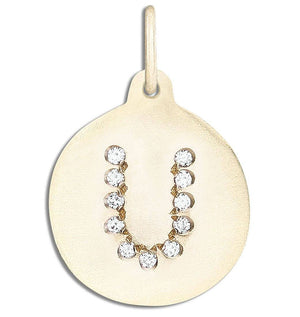 "U" Alphabet Charm Pavé Diamonds Jewelry Helen Ficalora 14k Yellow Gold For Necklaces And Bracelets