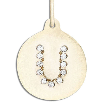 "U" Alphabet Charm Pavé Diamonds Jewelry Helen Ficalora 14k Yellow Gold For Necklaces And Bracelets