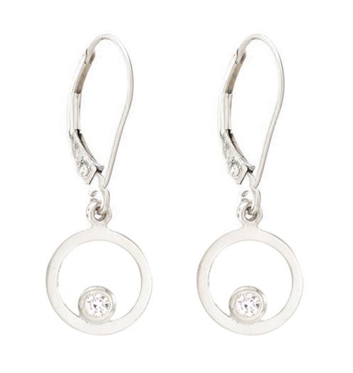 Helen Ficalora 14K White Gold Circle Dangle Earrings With Diamond