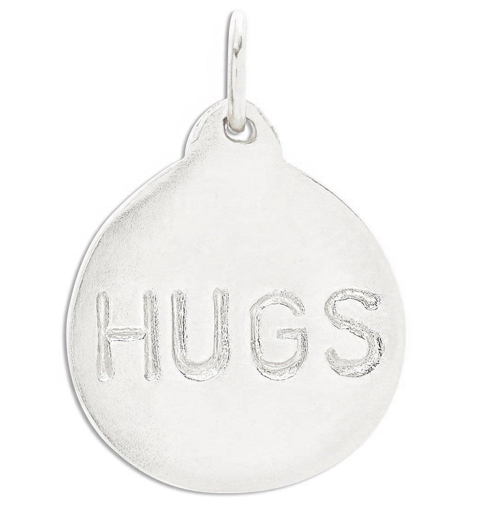 "Hugs" Disk Charm Jewelry Helen Ficalora 14k White Gold