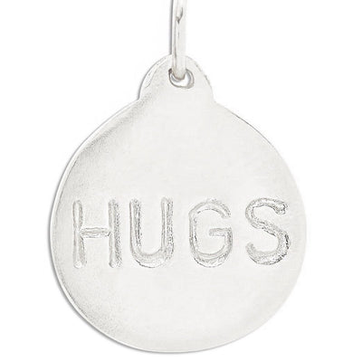 "Hugs" Disk Charm Jewelry Helen Ficalora 14k White Gold