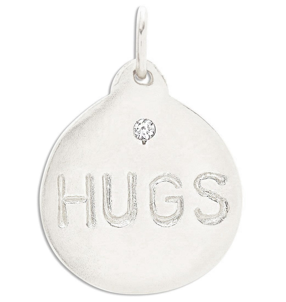 "Hugs" Disk Charm With Diamond Jewelry Helen Ficalora