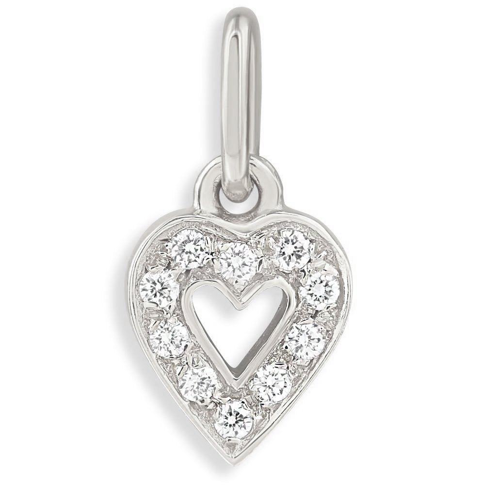 Small Pave Diamond Heart Charm