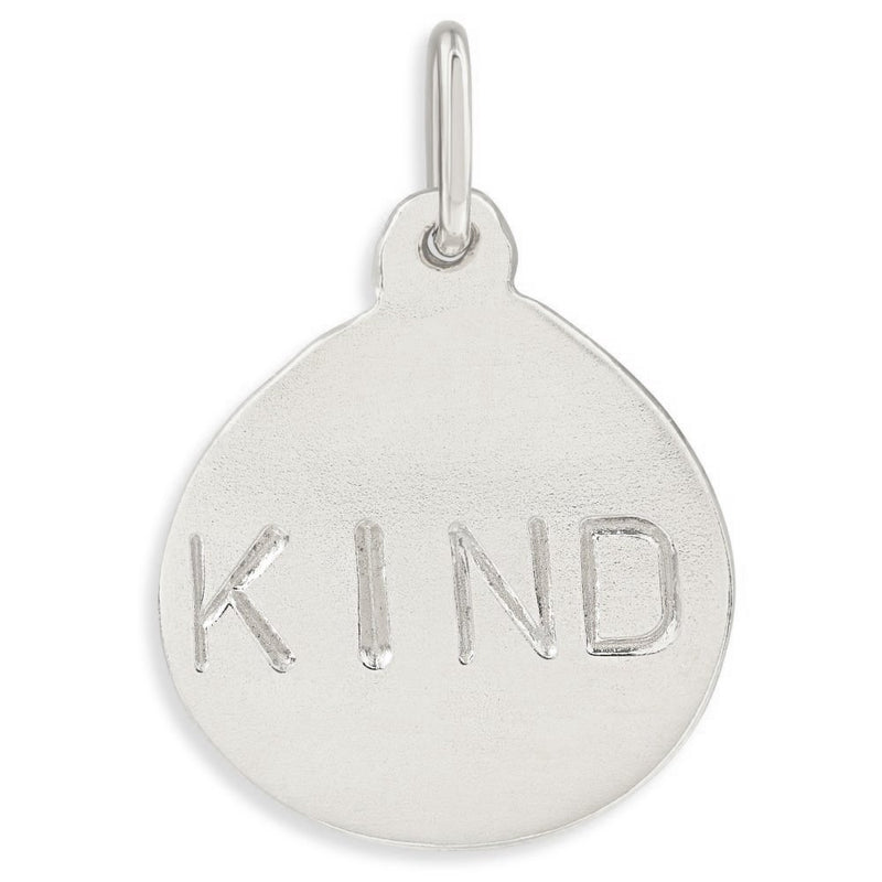 "KIND" Disk Charm  in 14k White Gold Jewelry Helen Ficalora